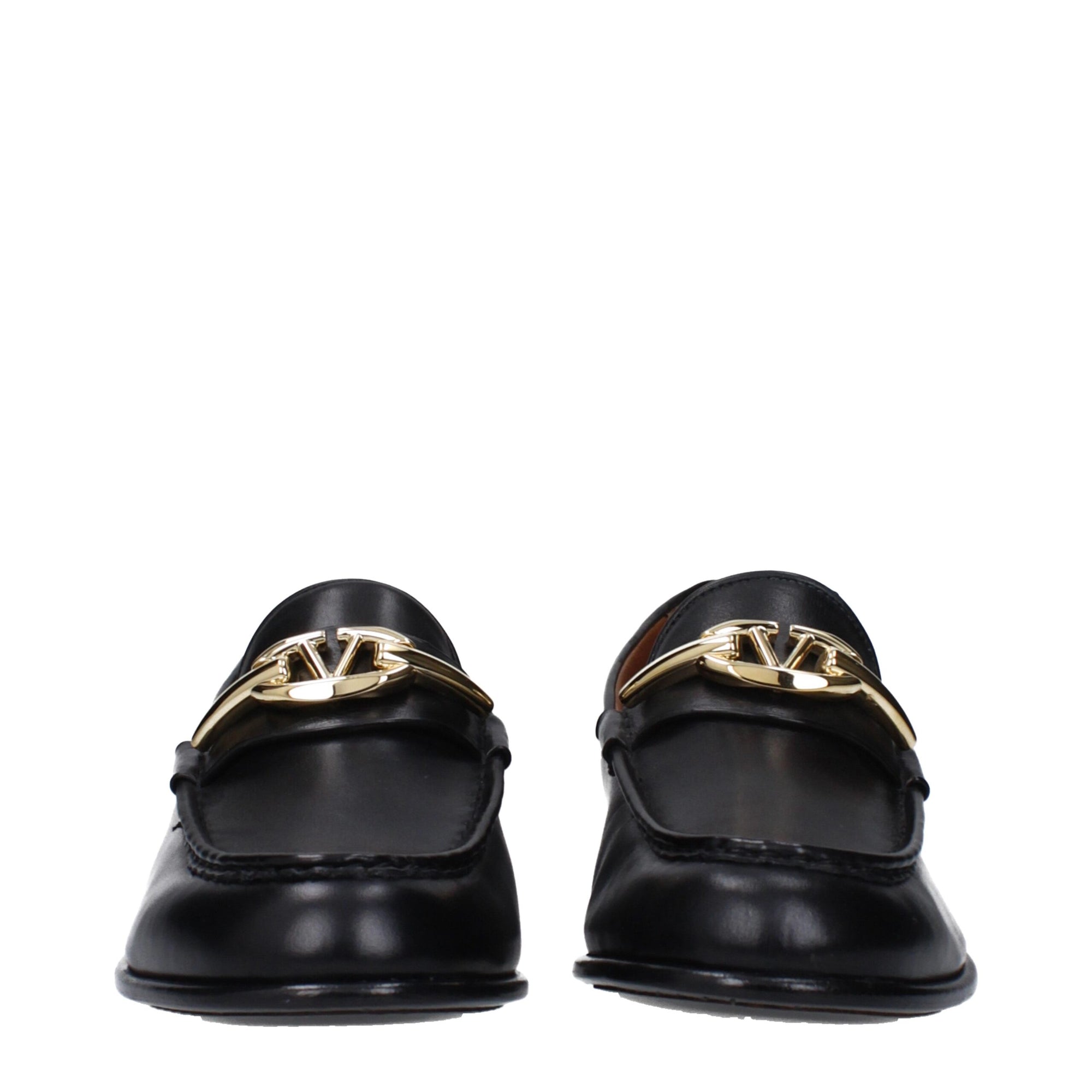 Valentino Garavani Black Leather Slip-On Loafers