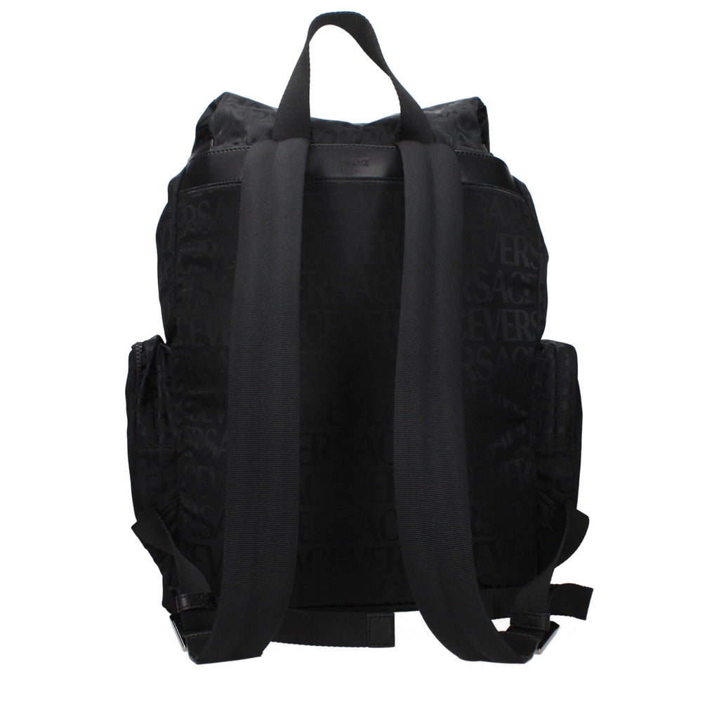 Versace Black Fabric Backpacks