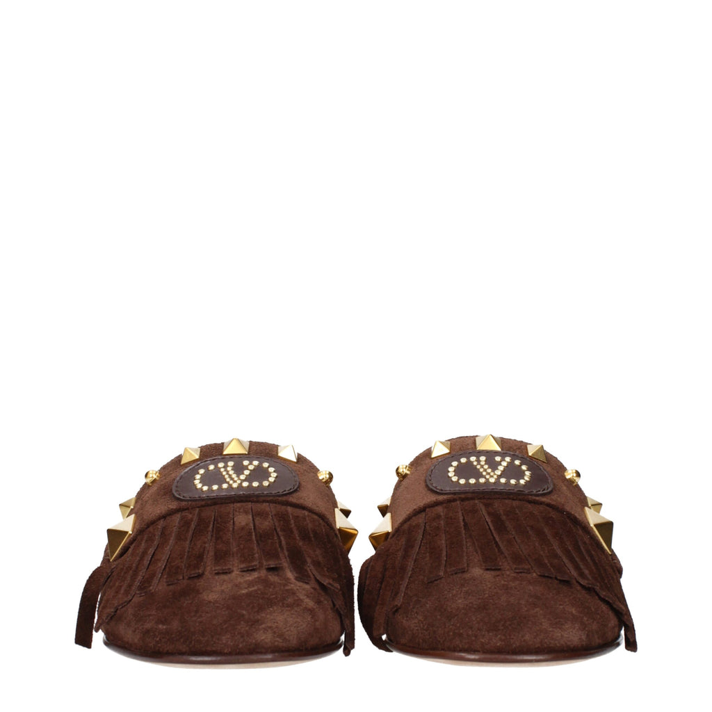 Valentino Garavani Brown Leather Slippers Sandals
