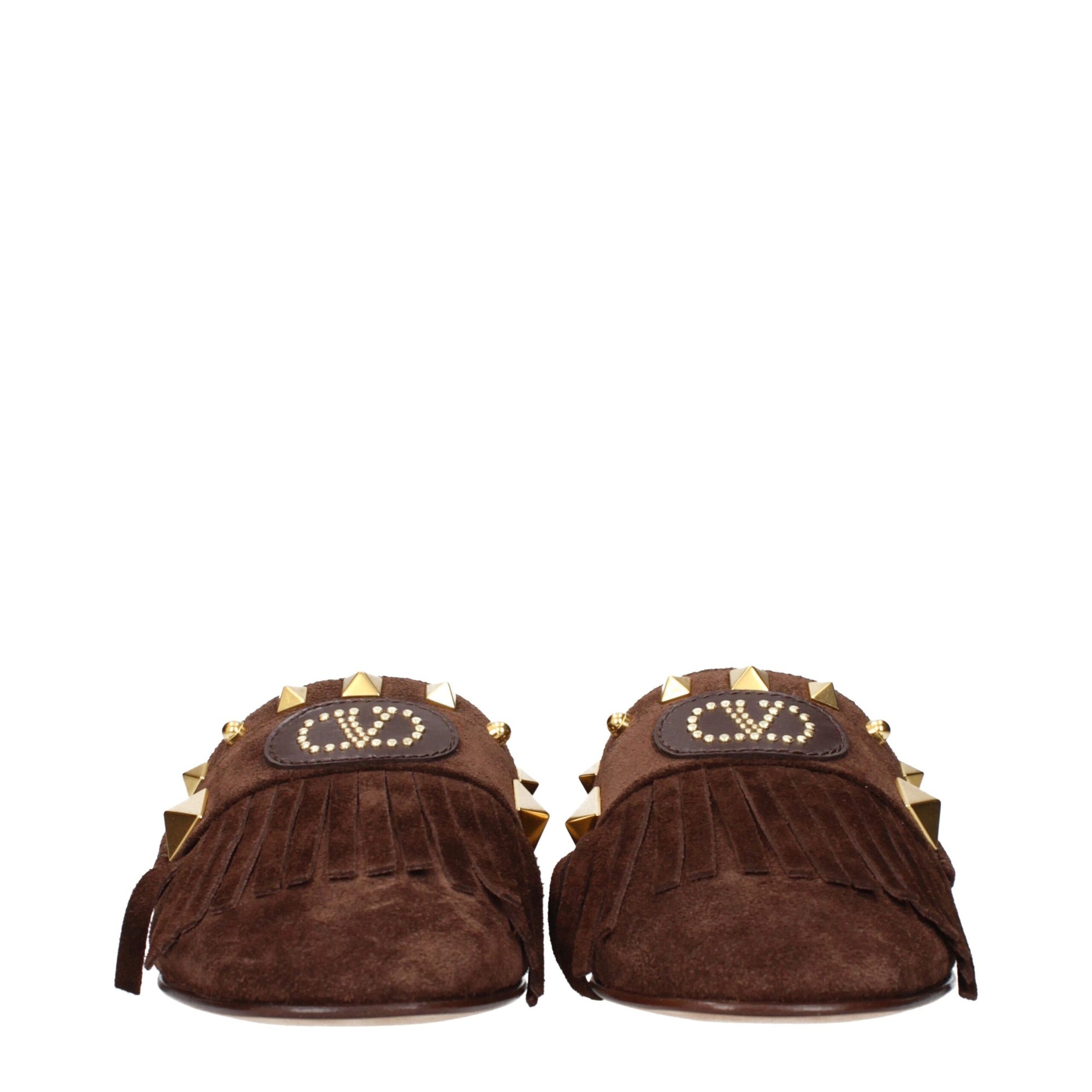 Valentino Garavani Brown Leather Slippers Sandals