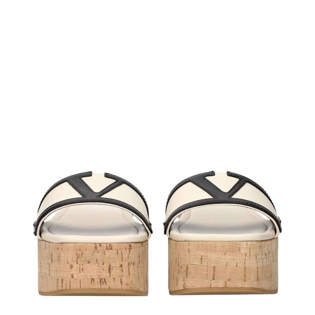 Valentino Garavani Beige Leather Wedges Sandals