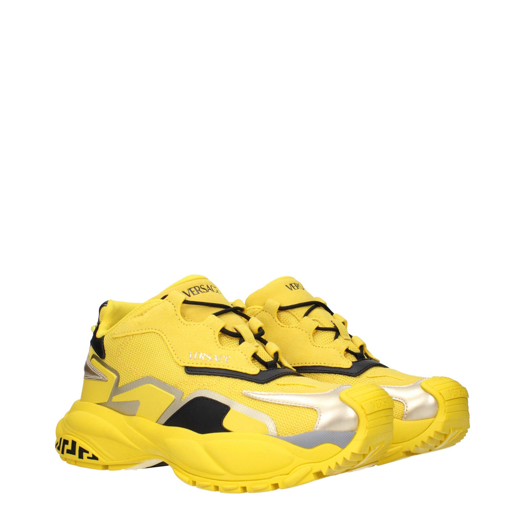 Versace Yellow Fabric Athletic Sneakers