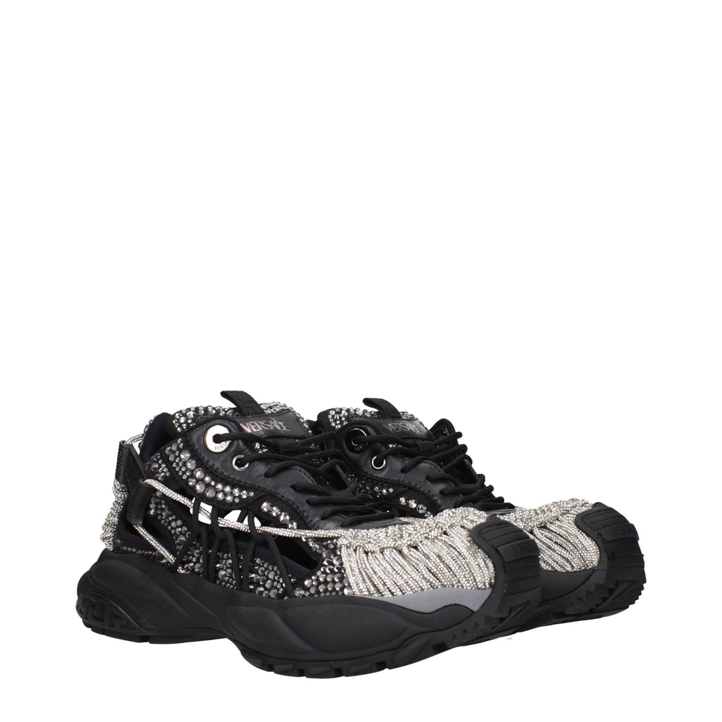 Versace Black Fabric Chunky Sneakers