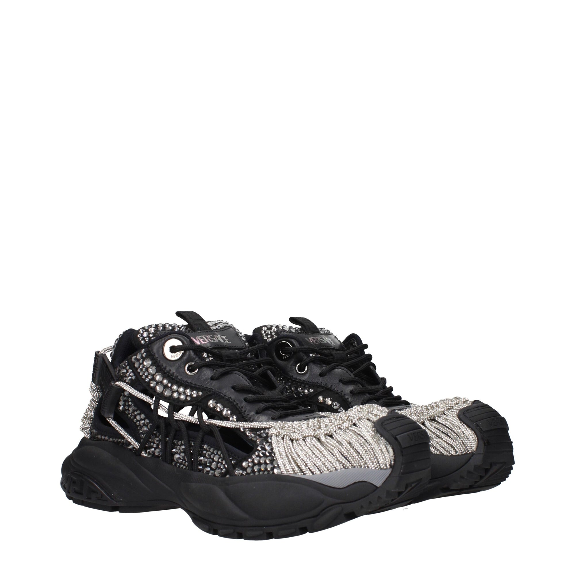 Versace Black Fabric Chunky Sneakers