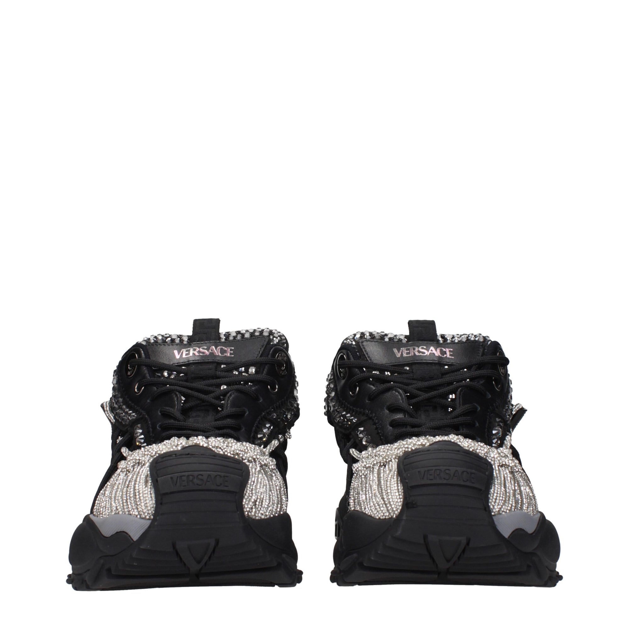 Versace Black Fabric Chunky Sneakers