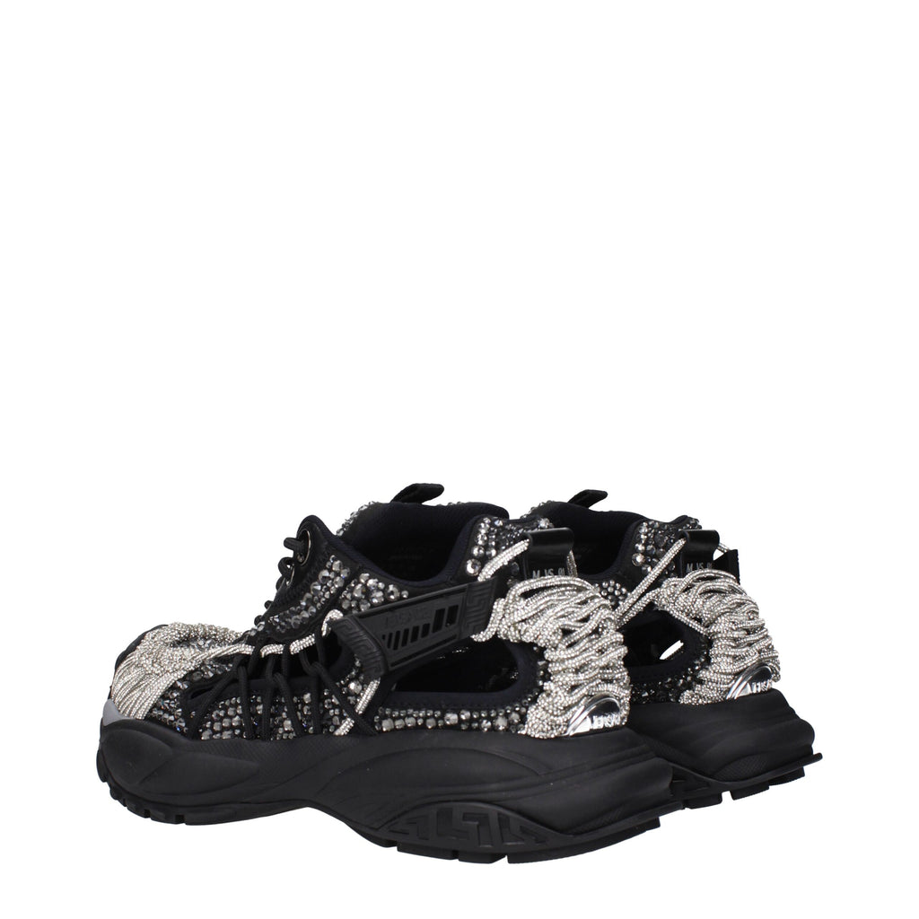 Versace Black Fabric Chunky Sneakers