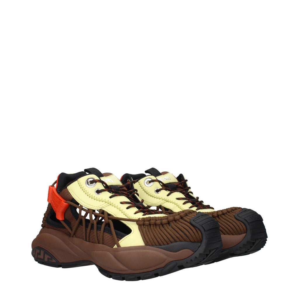 Versace Brown Fabric Athletic Sneakers