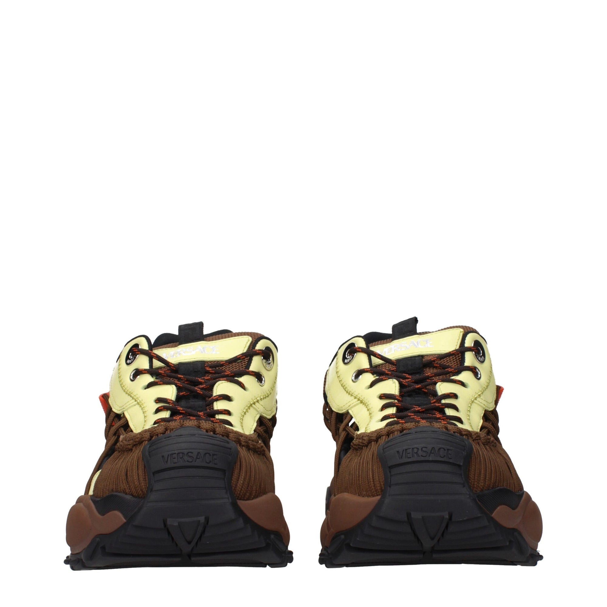 Versace Brown Fabric Athletic Sneakers