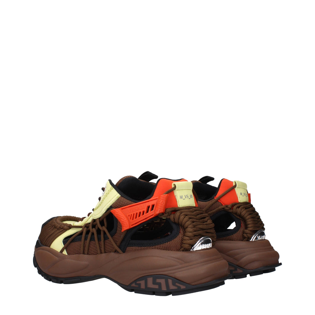 Versace Brown Fabric Athletic Sneakers
