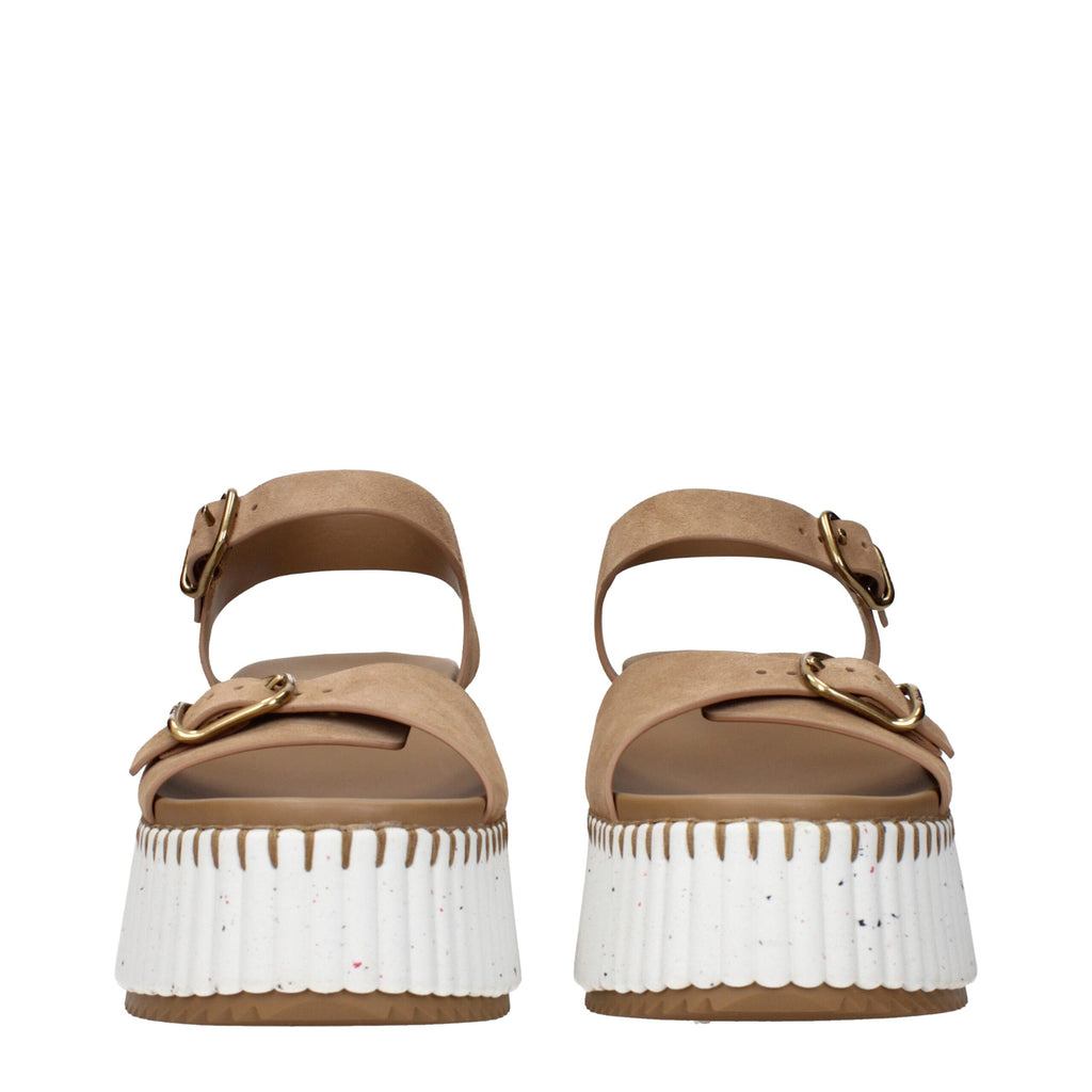 Chloé Brown Leather Platforms