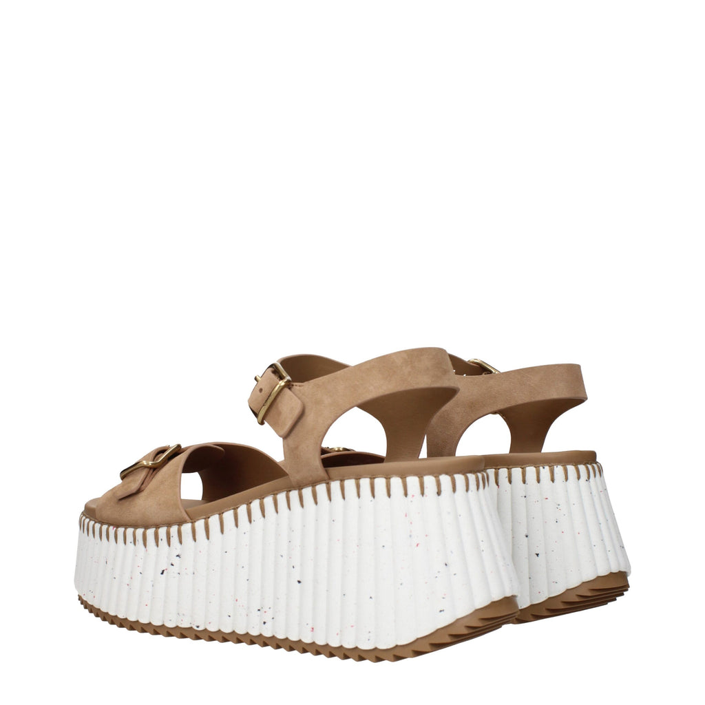 Chloé Brown Leather Platforms