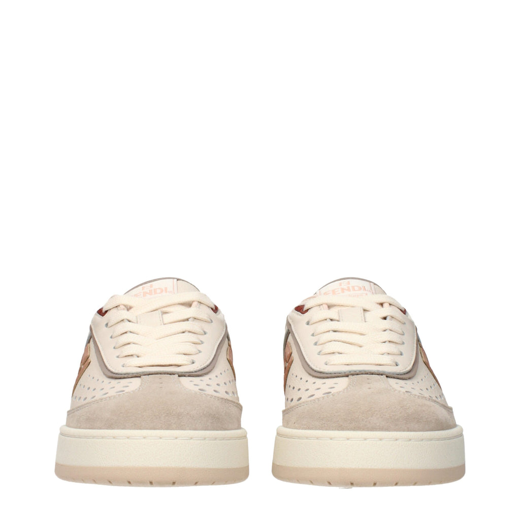 Fendi Beige Leather Low Tops