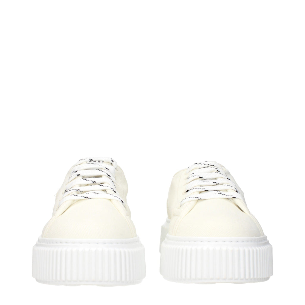 Miu Miu Beige Fabric Platform Sneakers