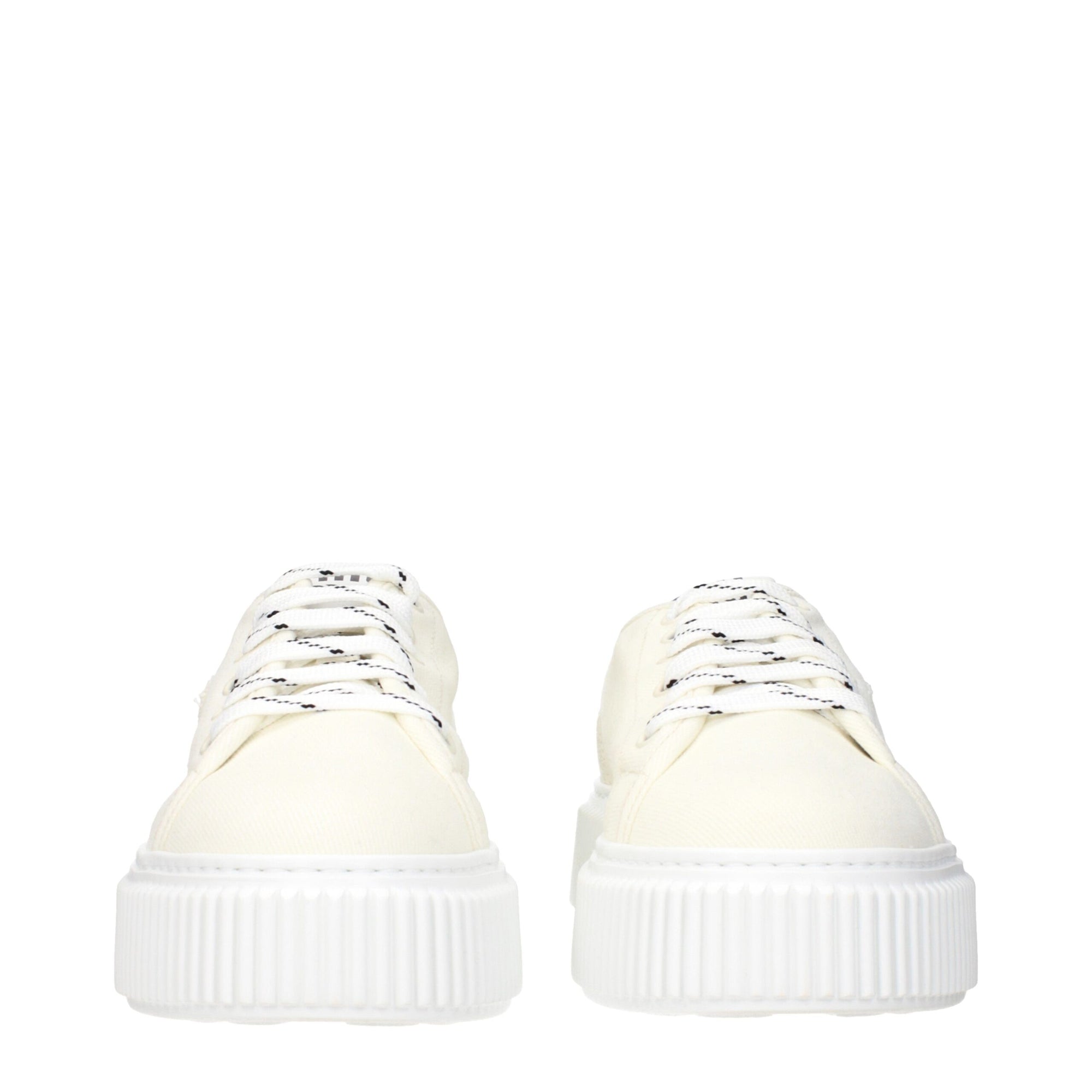 Miu Miu Beige Fabric Platform Sneakers
