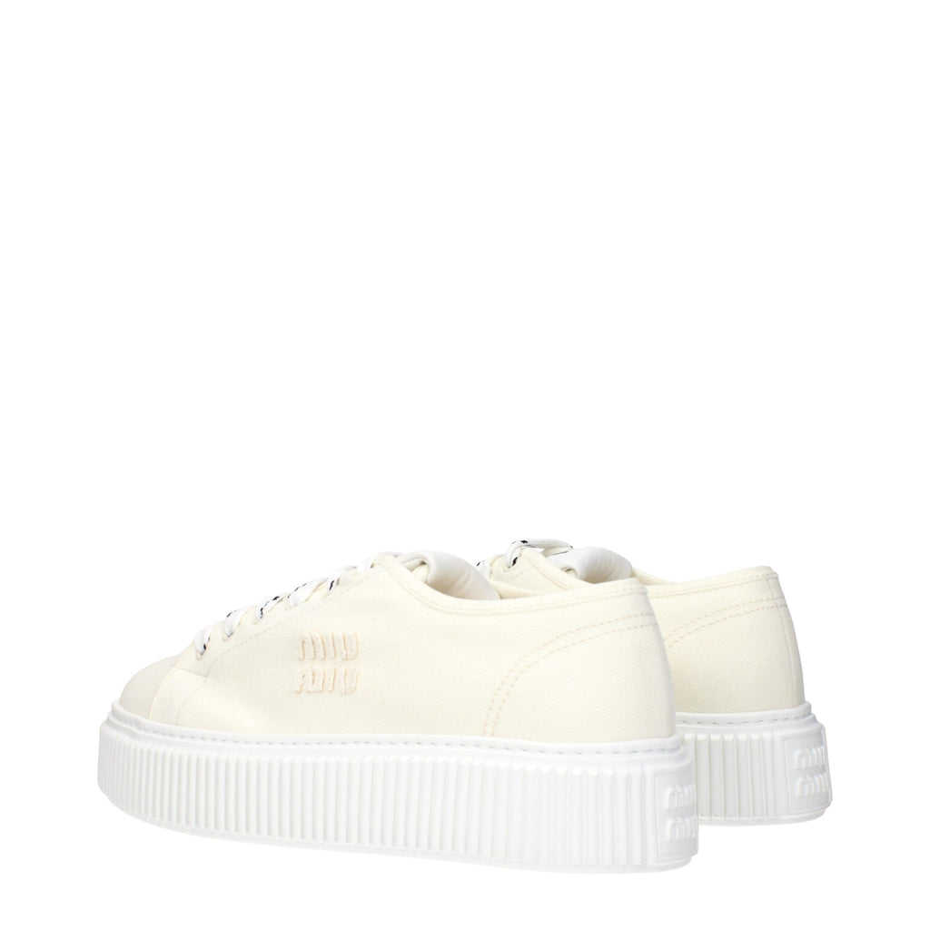 Miu Miu Beige Fabric Platform Sneakers