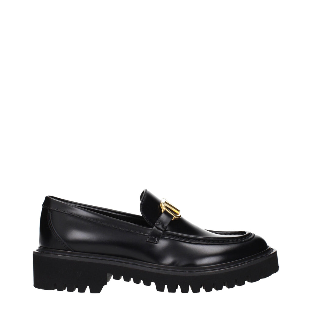 Valentino Garavani Black Leather Slip-On Loafers