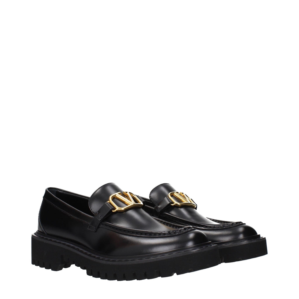 Valentino Garavani Black Leather Slip-On Loafers