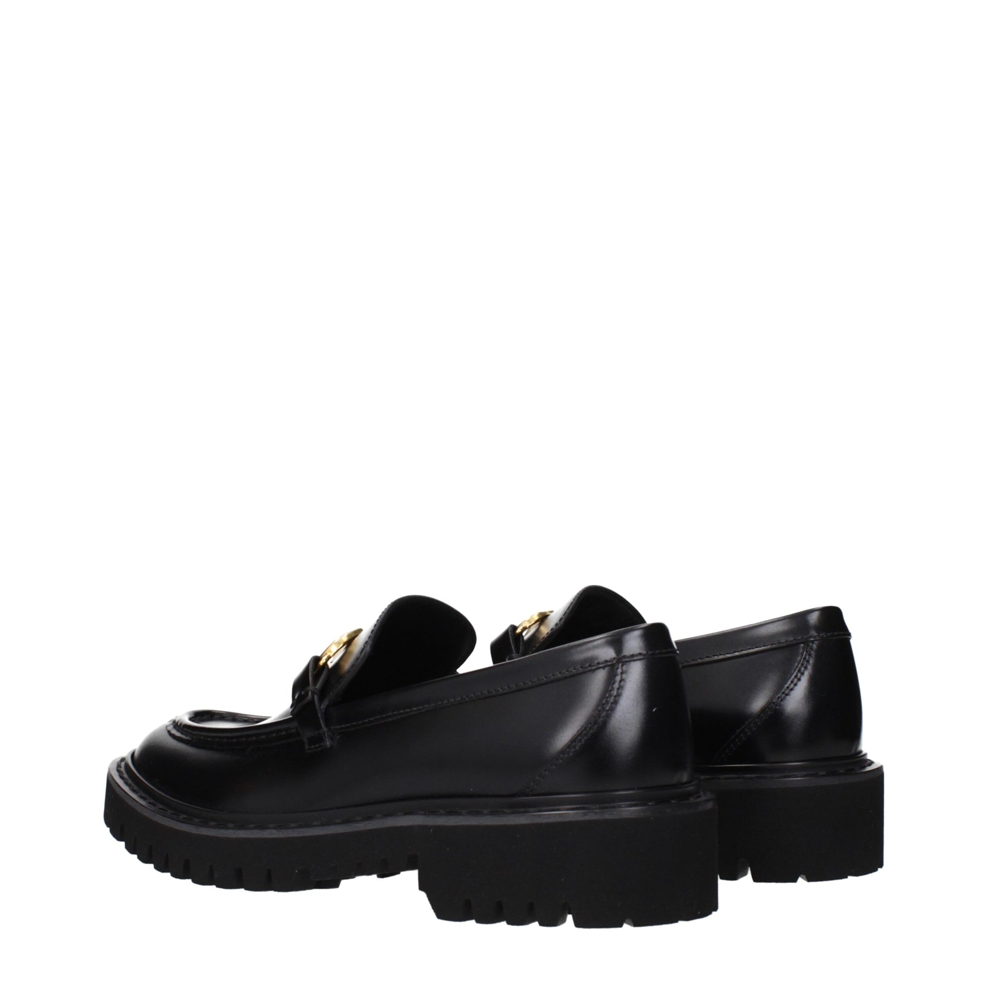Valentino Garavani Black Leather Slip-On Loafers