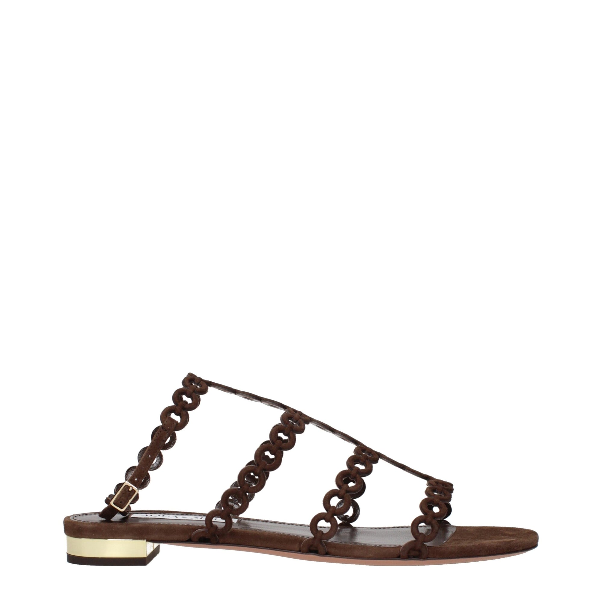Aquazzura Brown Leather Flat Sandals