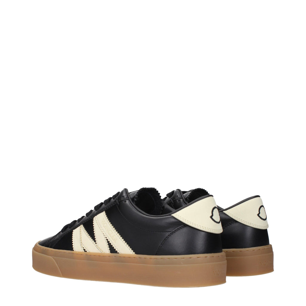 Moncler Black Leather Low Tops