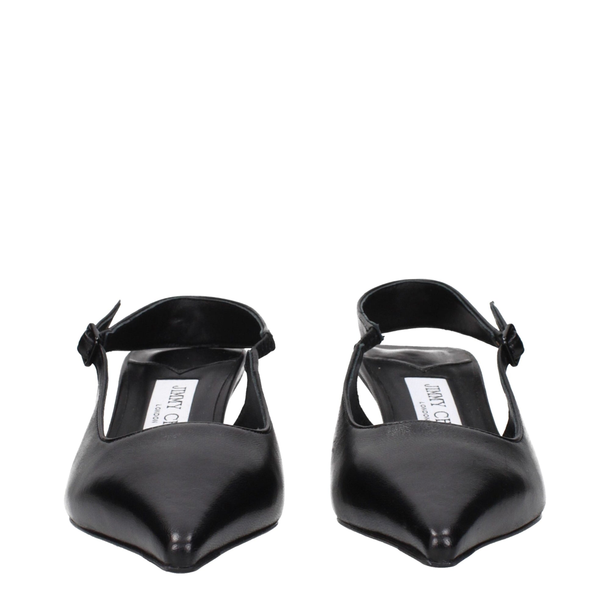 Jimmy Choo Black Leather Flat Sandals