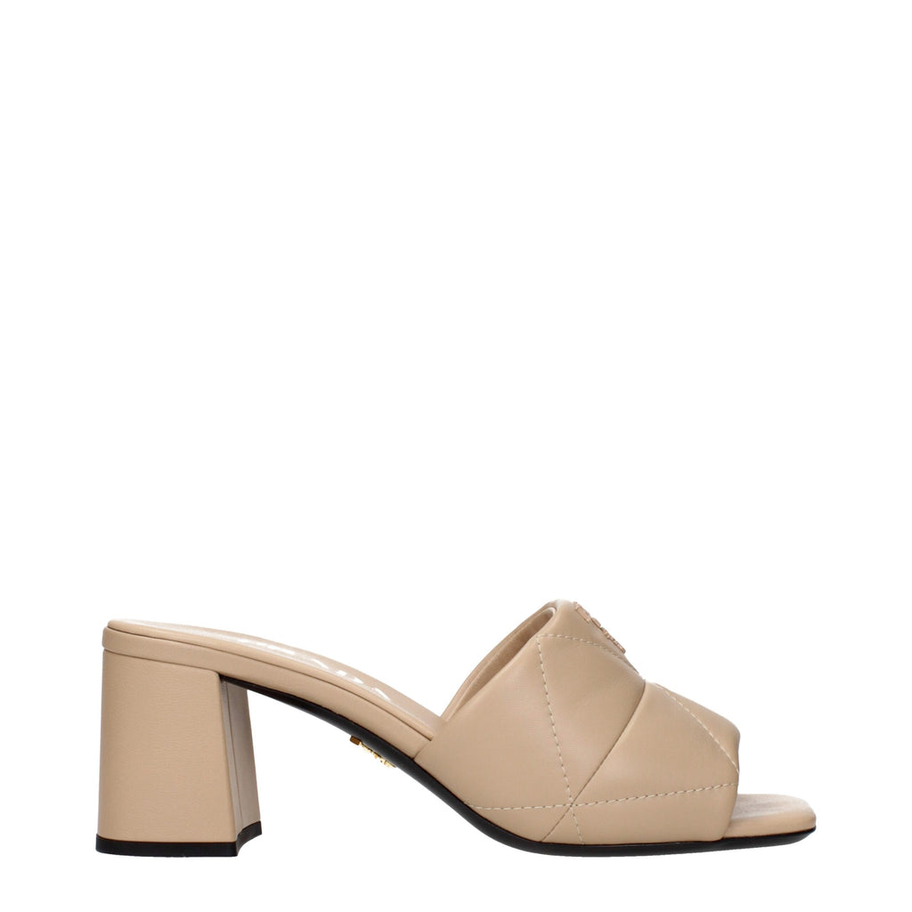 Prada Beige Leather Slippers Sandals
