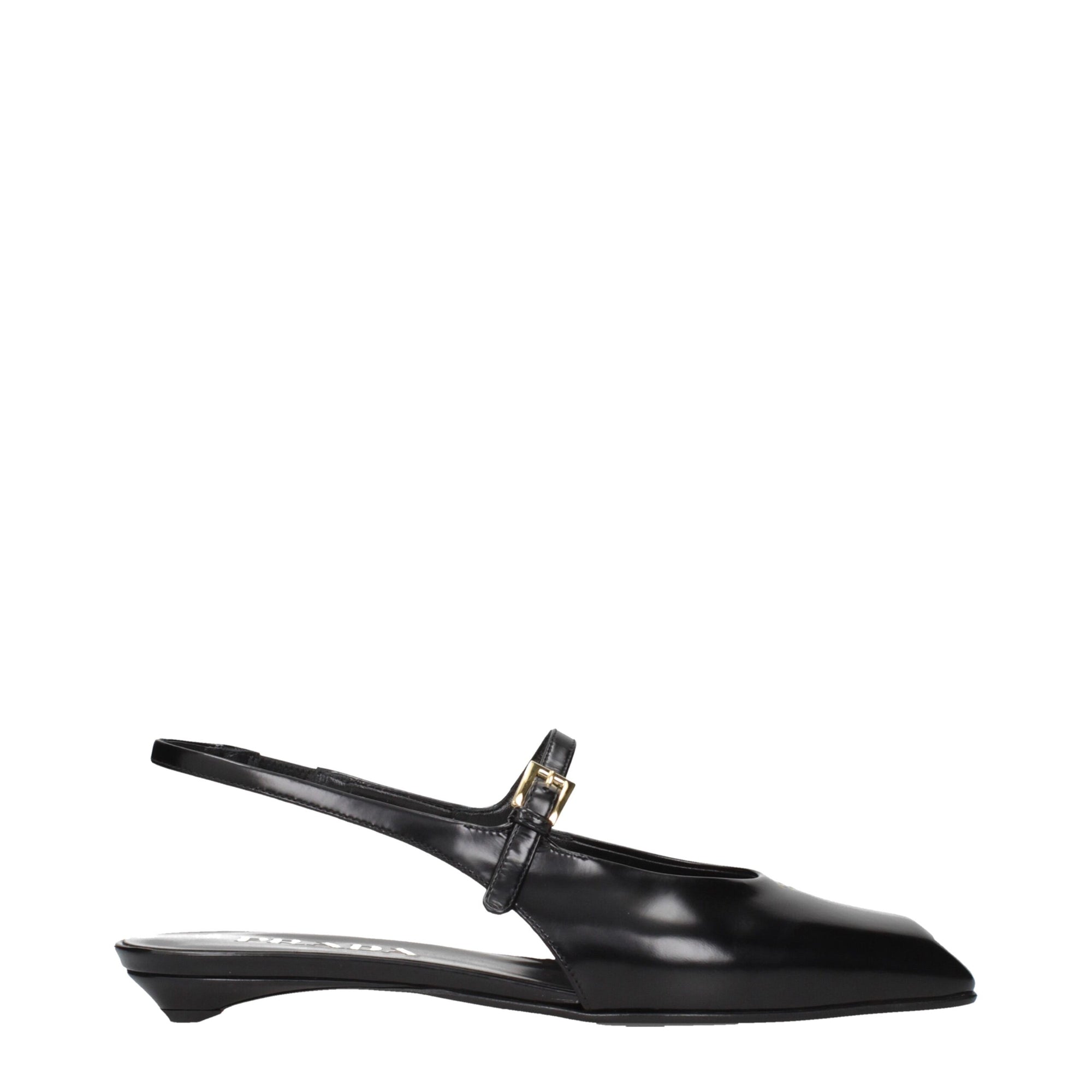 Prada Black Leather Flat Sandals