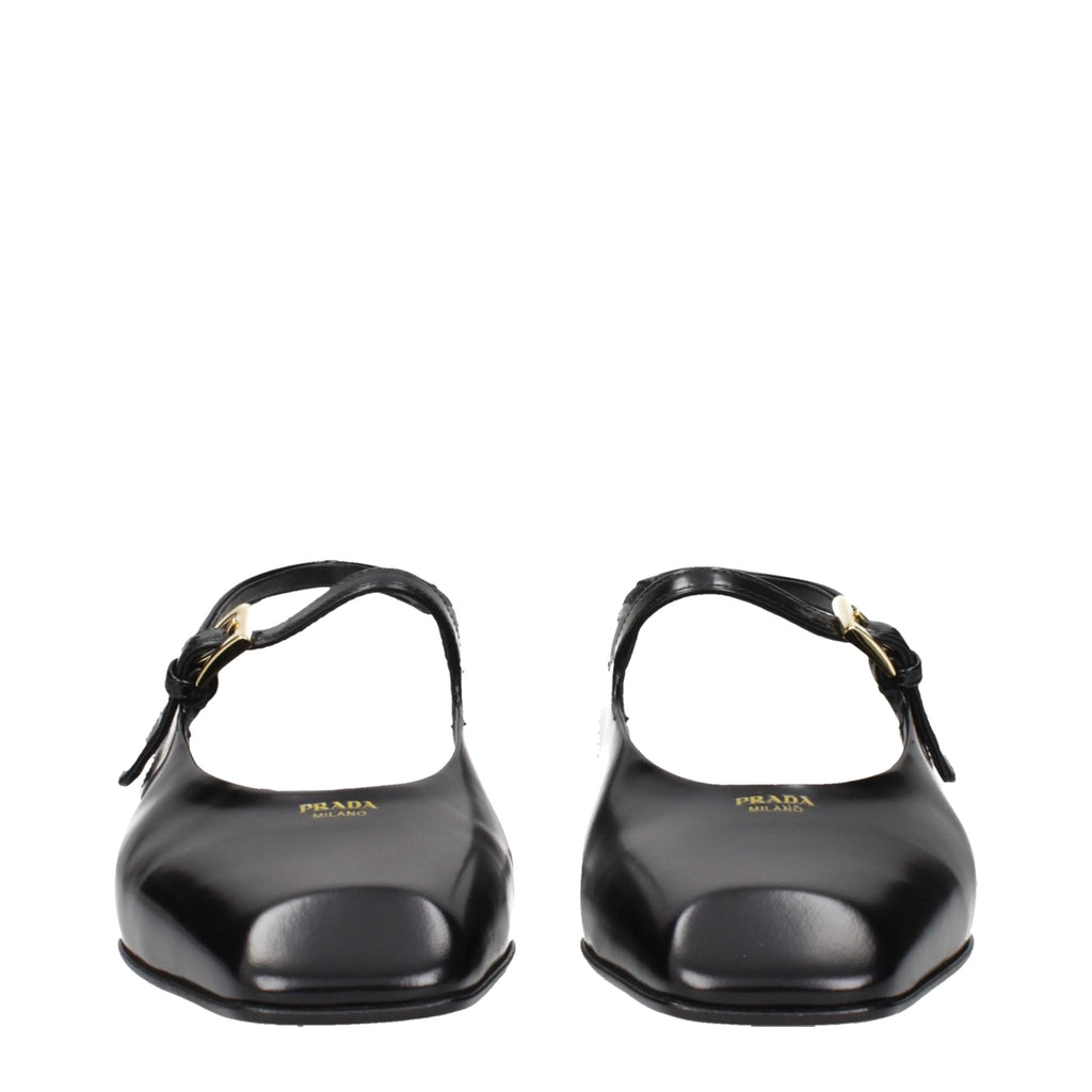 Prada Black Leather Flat Sandals