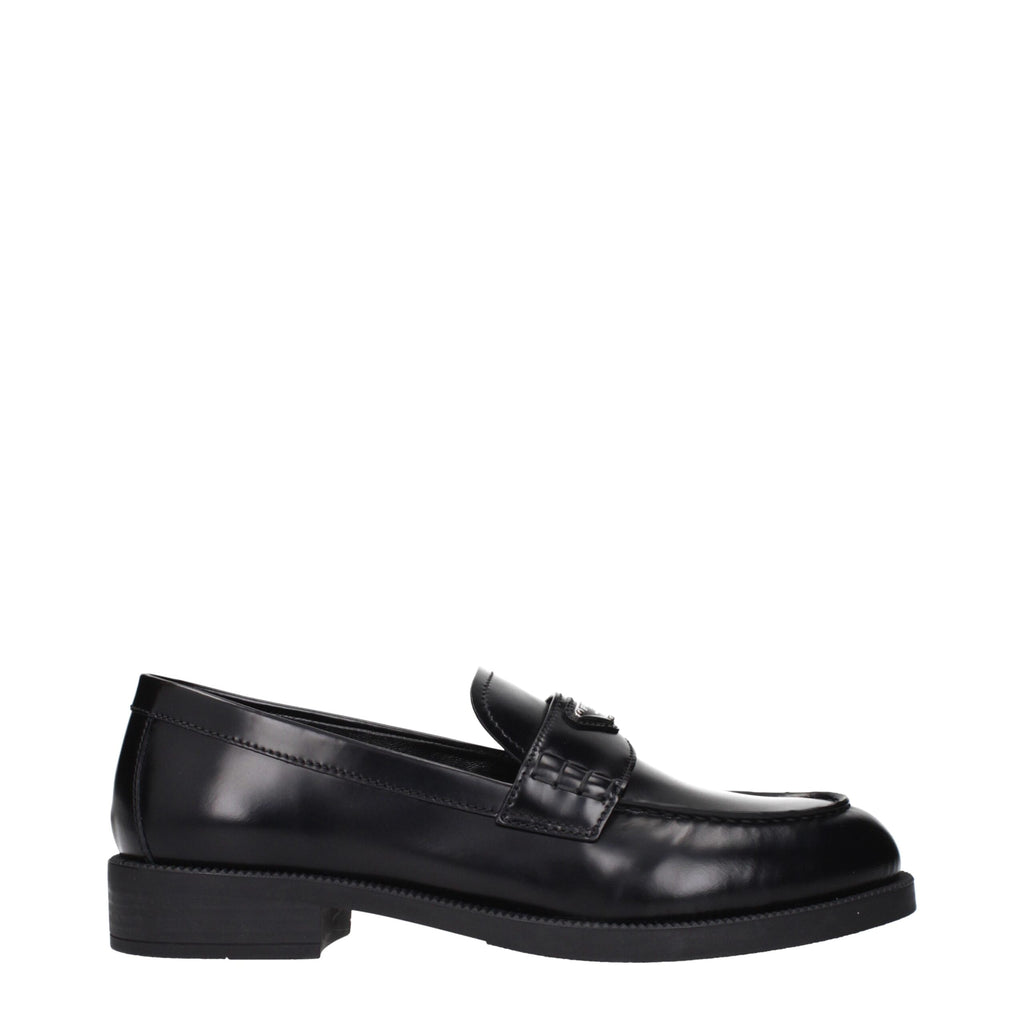 Prada Black Leather Slip-On Loafers