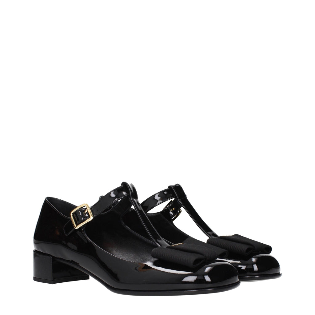 Prada Black Leather Ballet Flats