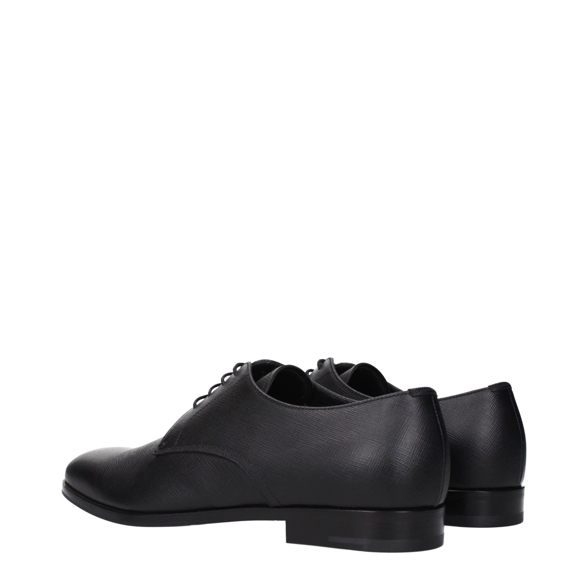 Prada Black Leather Oxfords And Derbies