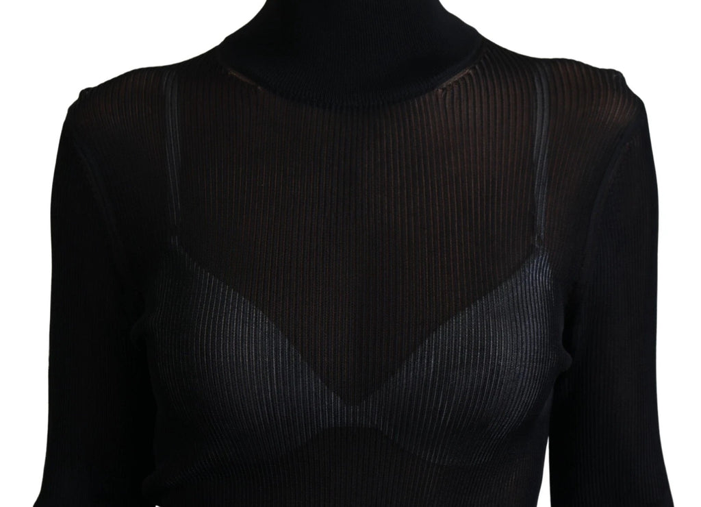 Dolce & Gabbana Black Turtleneck Slim Fit Pullover Sweater