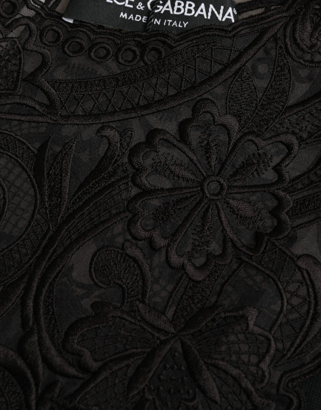 Dolce & Gabbana Black Silk Lace Trim Long Sleeves Blouse Top