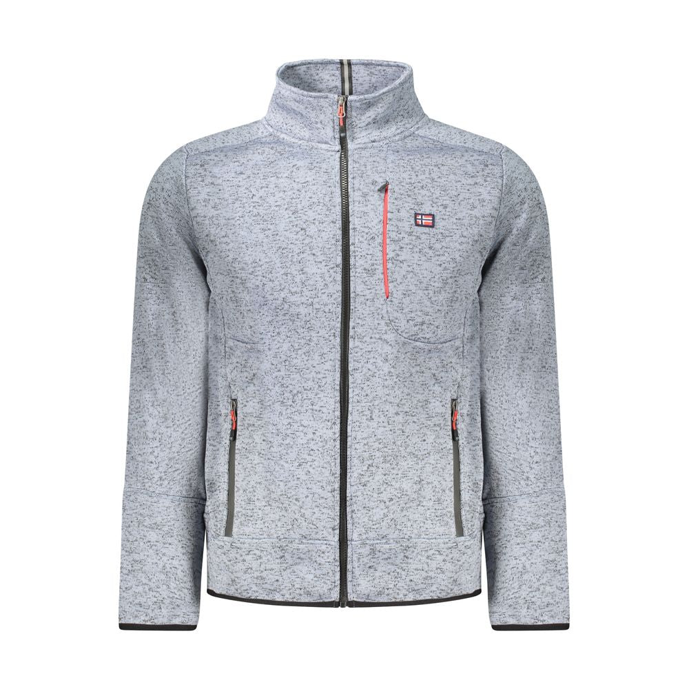 Norway 1963 Blue Polyester Men Sweater With Pockets and Zipper Detail