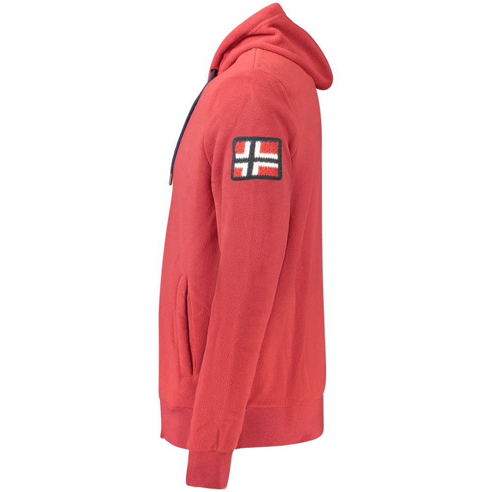 Norway 1963 Red Polyester Men's Hooded Sweater