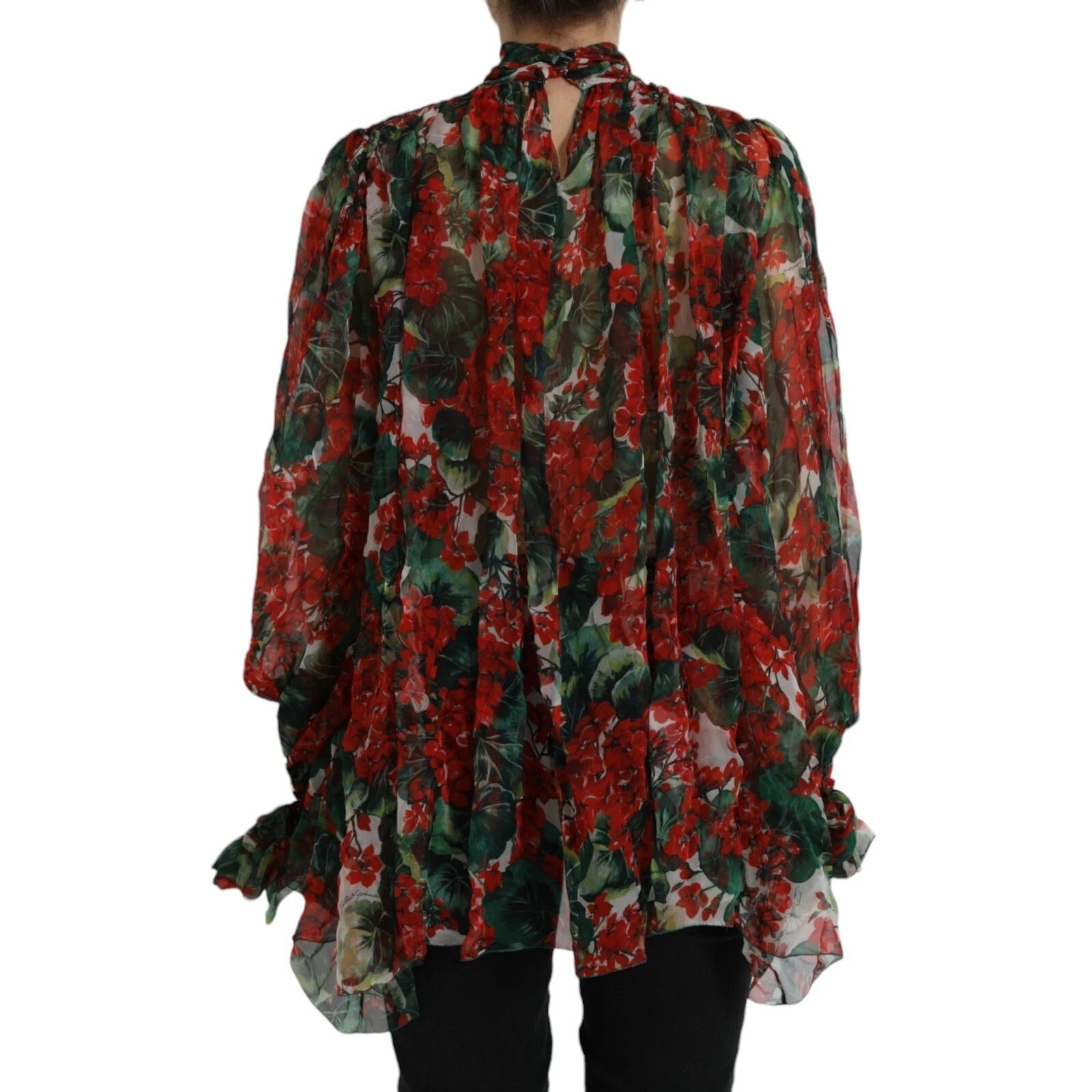 Dolce & Gabbana Multicolor Floral Silk Collar Blouse