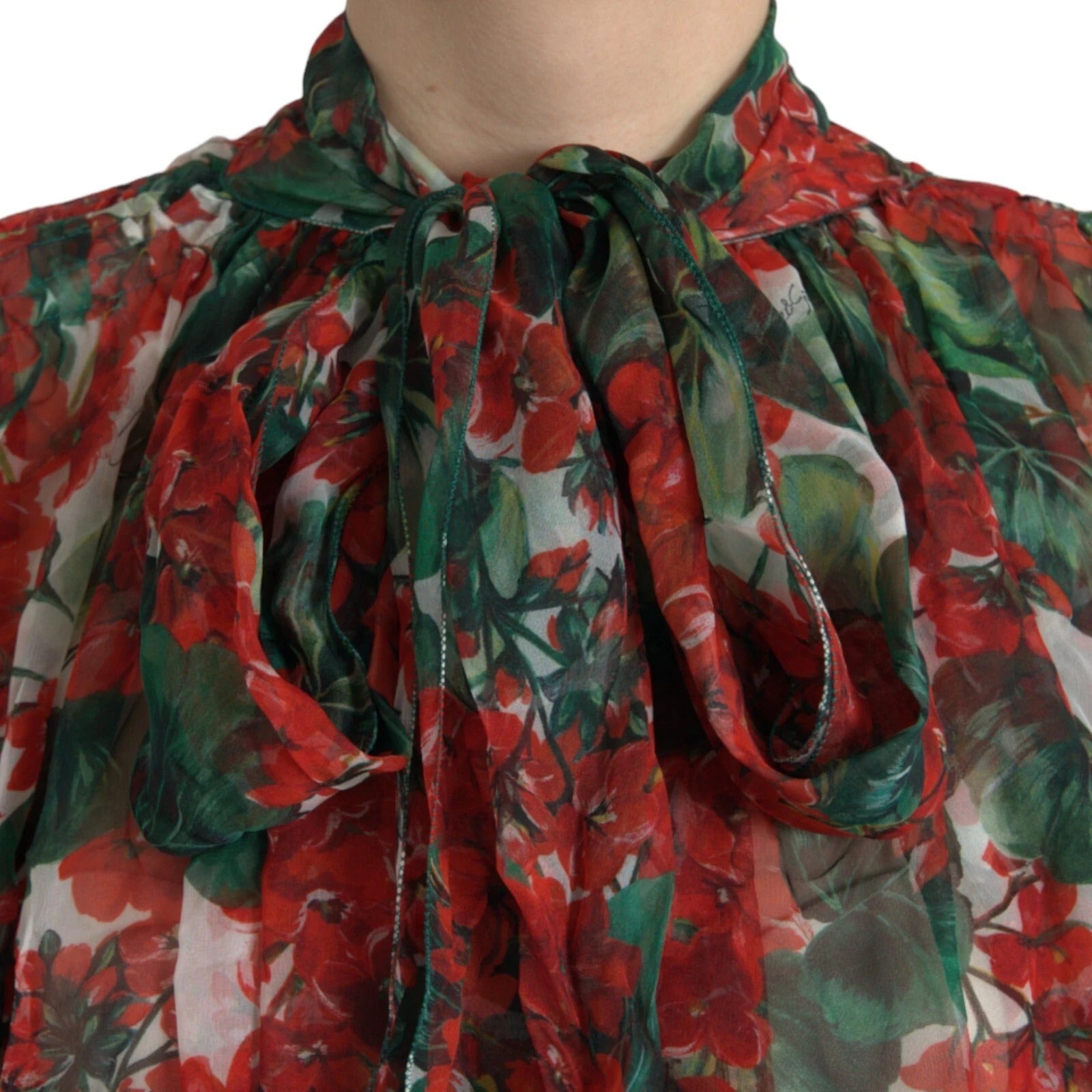 Dolce & Gabbana Multicolor Floral Silk Collar Blouse