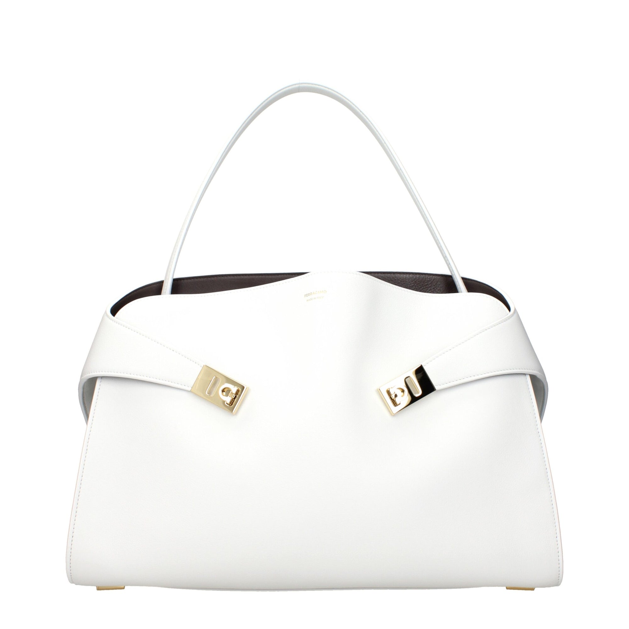 Salvatore Ferragamo White Leather Shoulder Bags