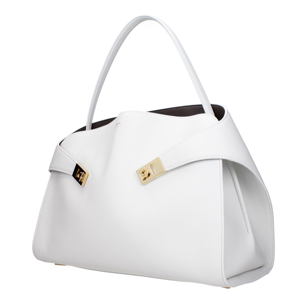 Salvatore Ferragamo White Leather Shoulder Bags