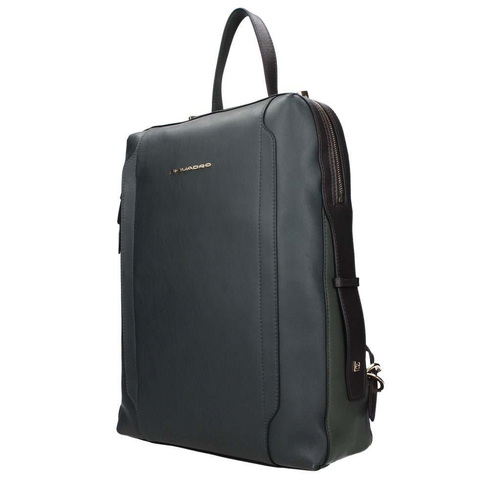 Piquadro Green Leather Backpacks