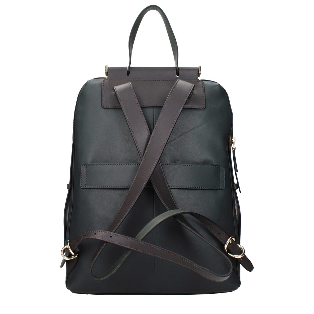 Piquadro Green Leather Backpacks