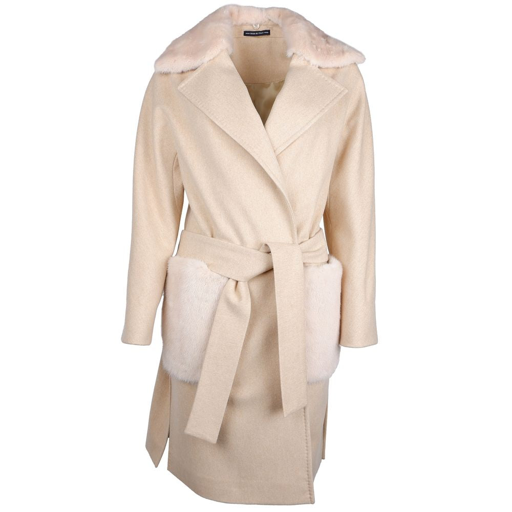 Made in Italy Beige Wool Jackets & Coat