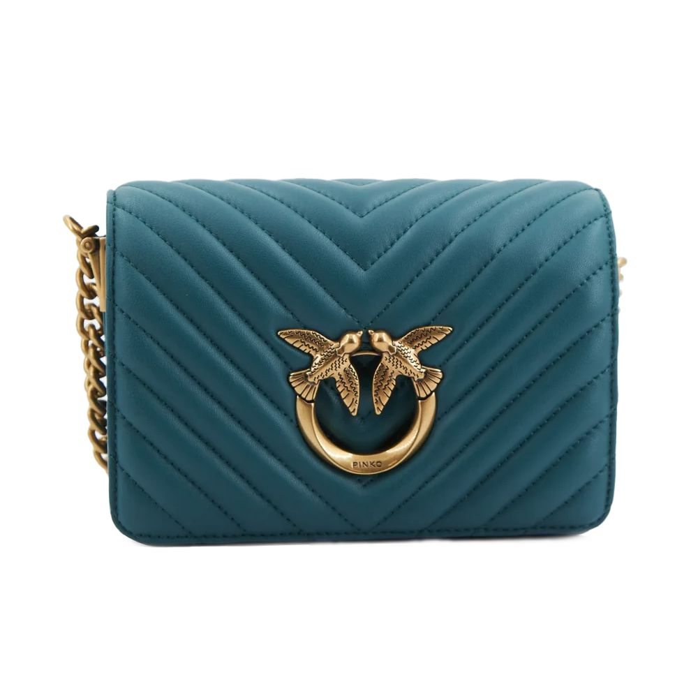 PINKO Blue Calfskin Crossbody Bag