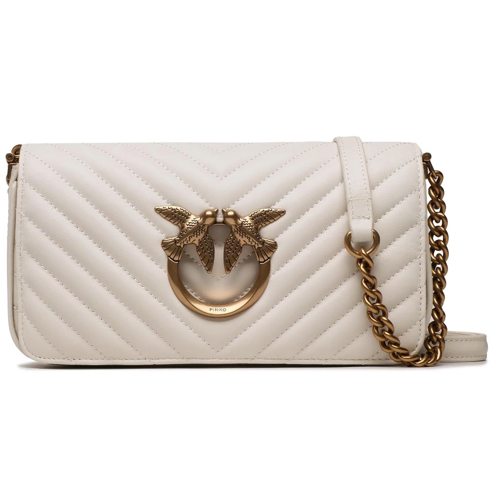 PINKO White Calfskin Crossbody Bag