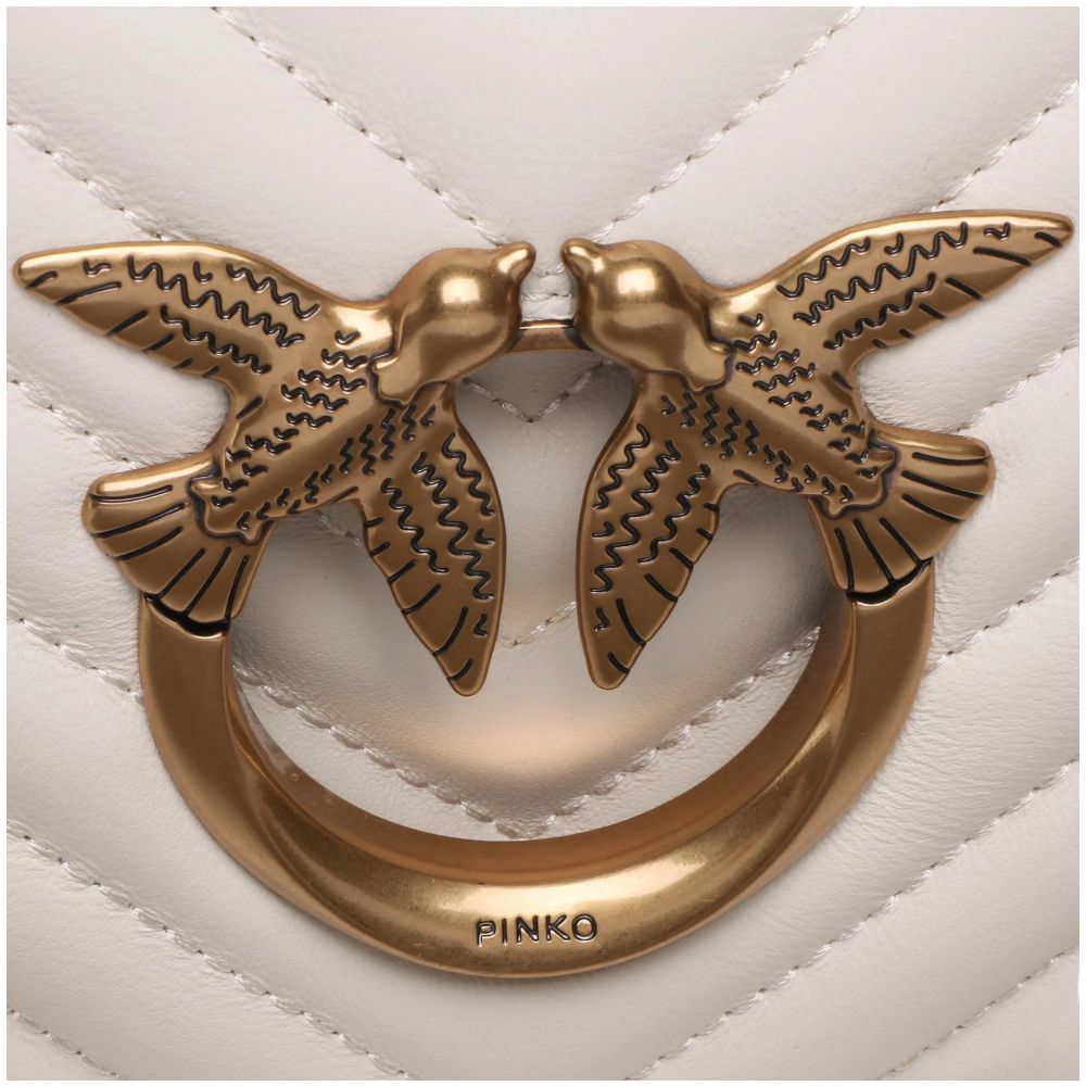 PINKO White Calfskin Crossbody Bag