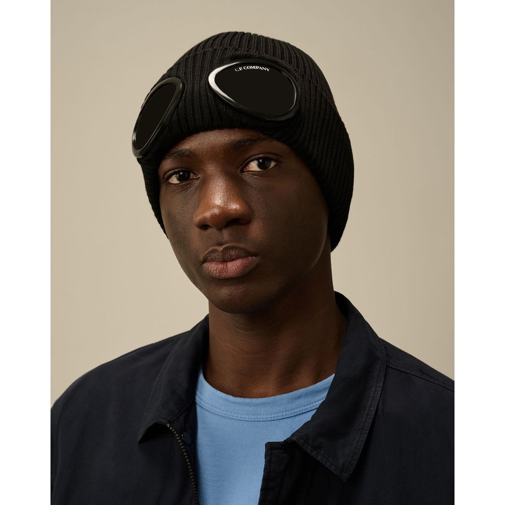 C.P. Company Black Wool Hats & Cap