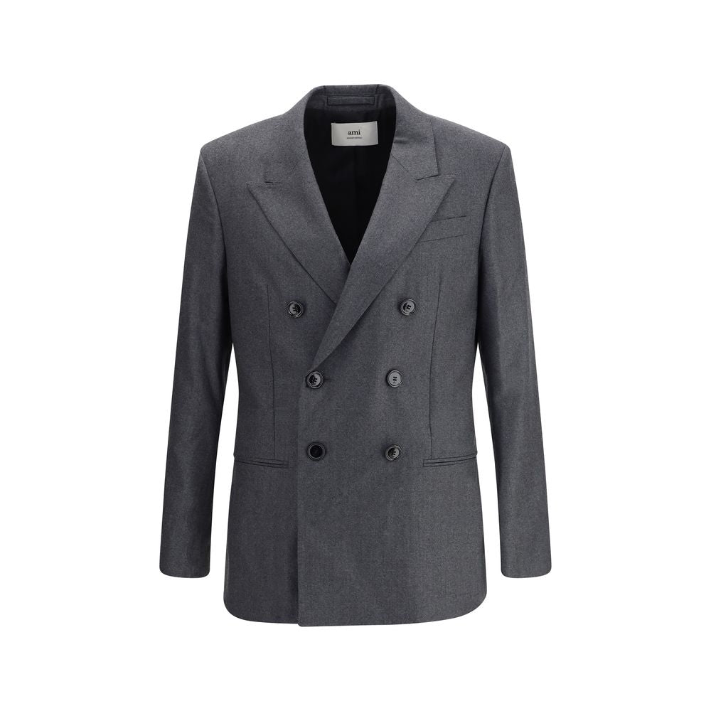 Ami Paris Double-breasted Blazer in Virgin Wool