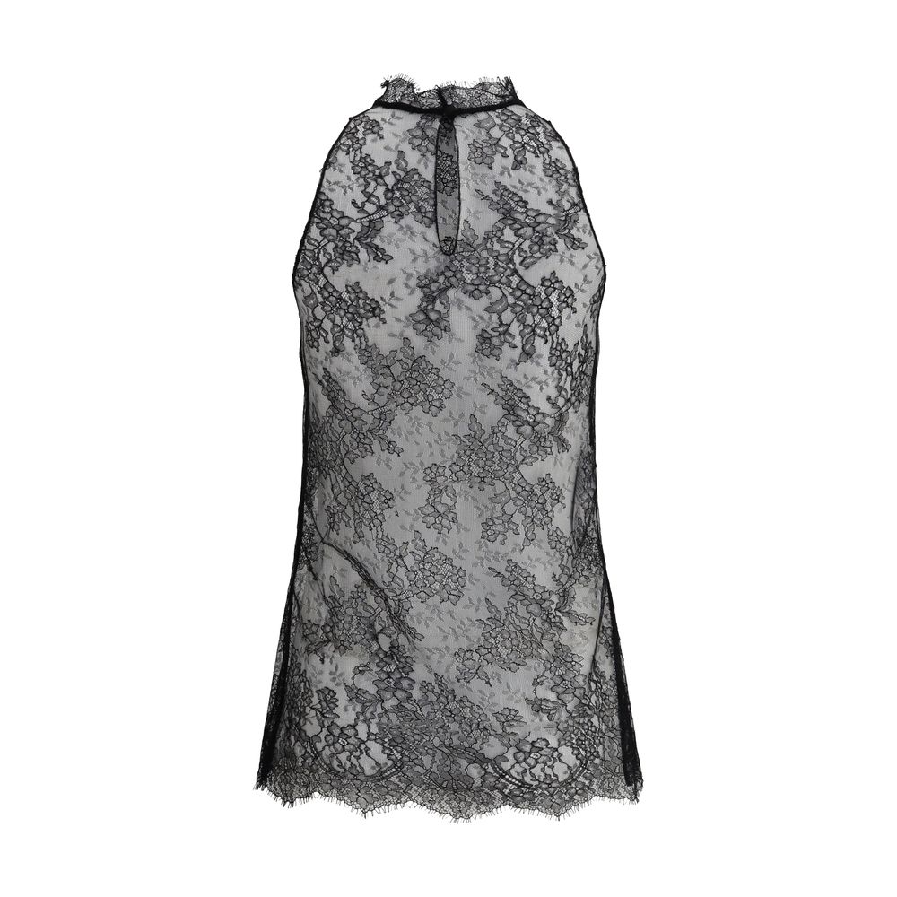 Alexander McQueen Sleeveless black Lace Top