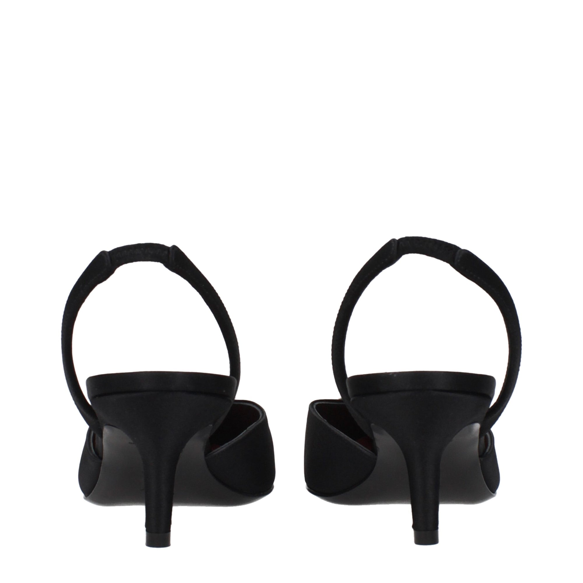 Amina Muaddi Black Satin Stiletto Heels Sandals