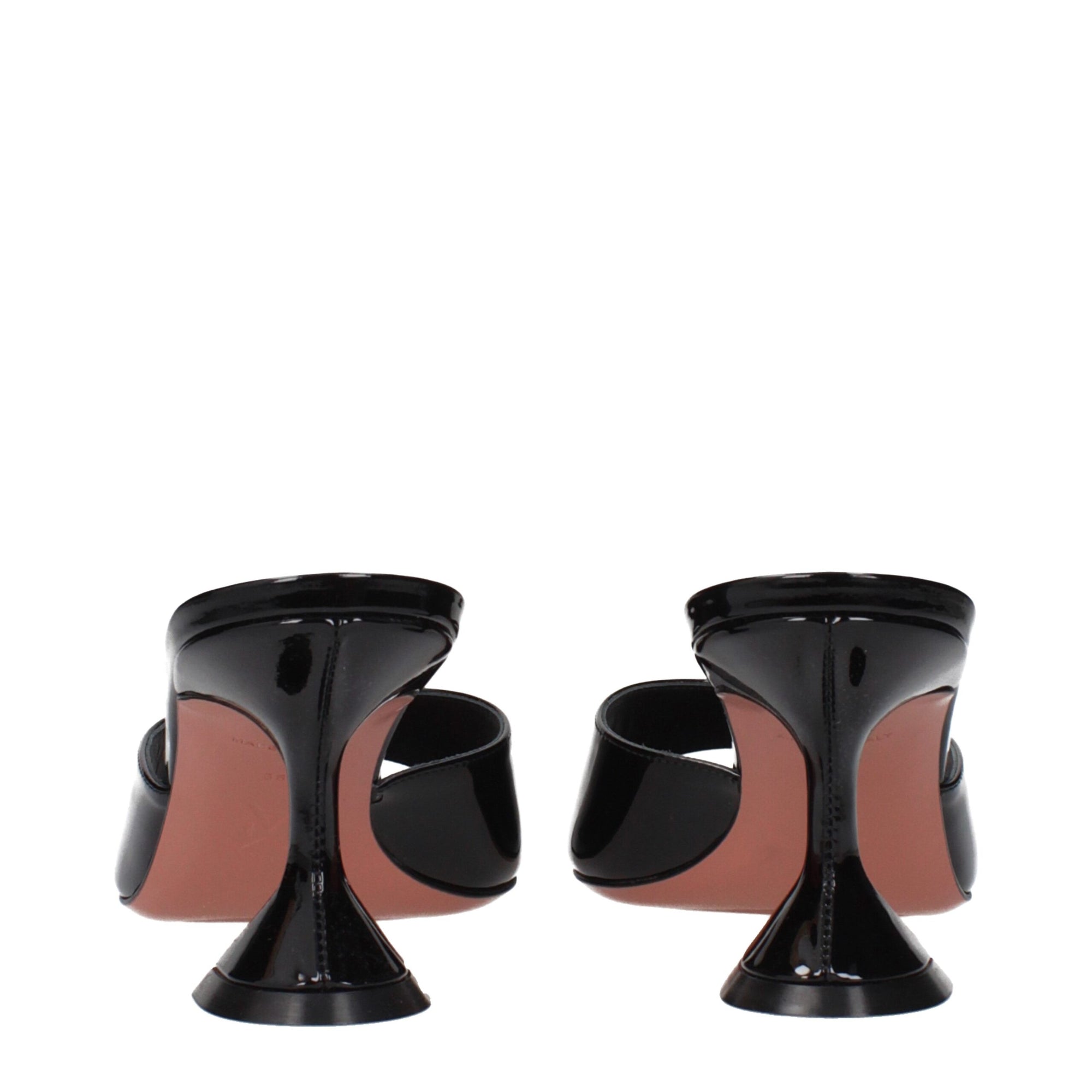 Amina Muaddi Black Leather Slippers Sandals